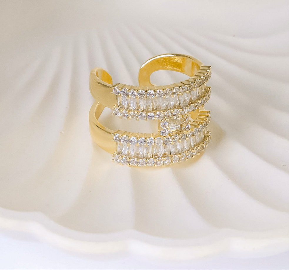 Ring - ring free size zircon white stones