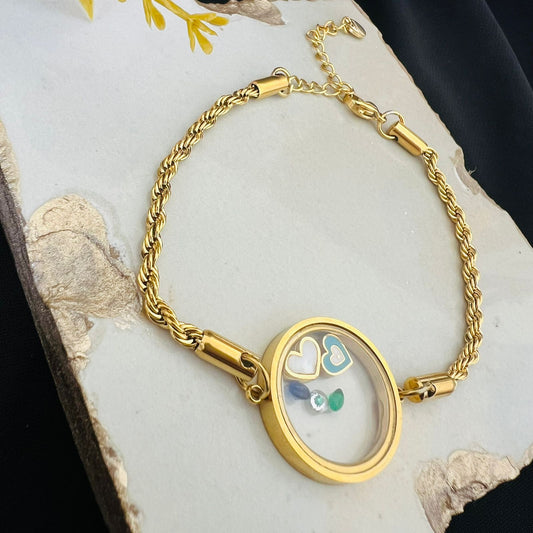 Bracelet - Stainless steel small coloured hearts