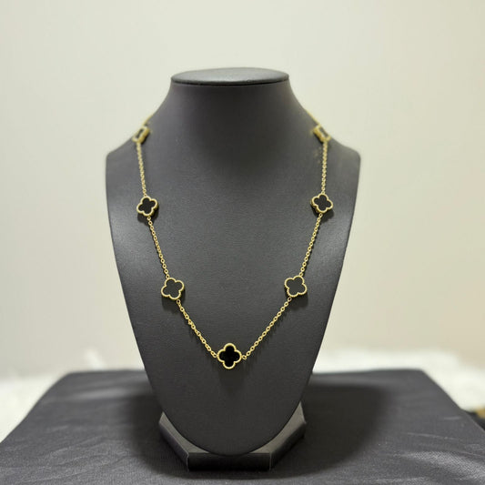 Necklace - Stainless steel 7 black clover