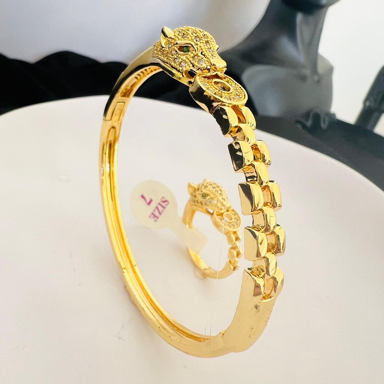 Sets - 2 pieces bracelet and ring snake zircon stones