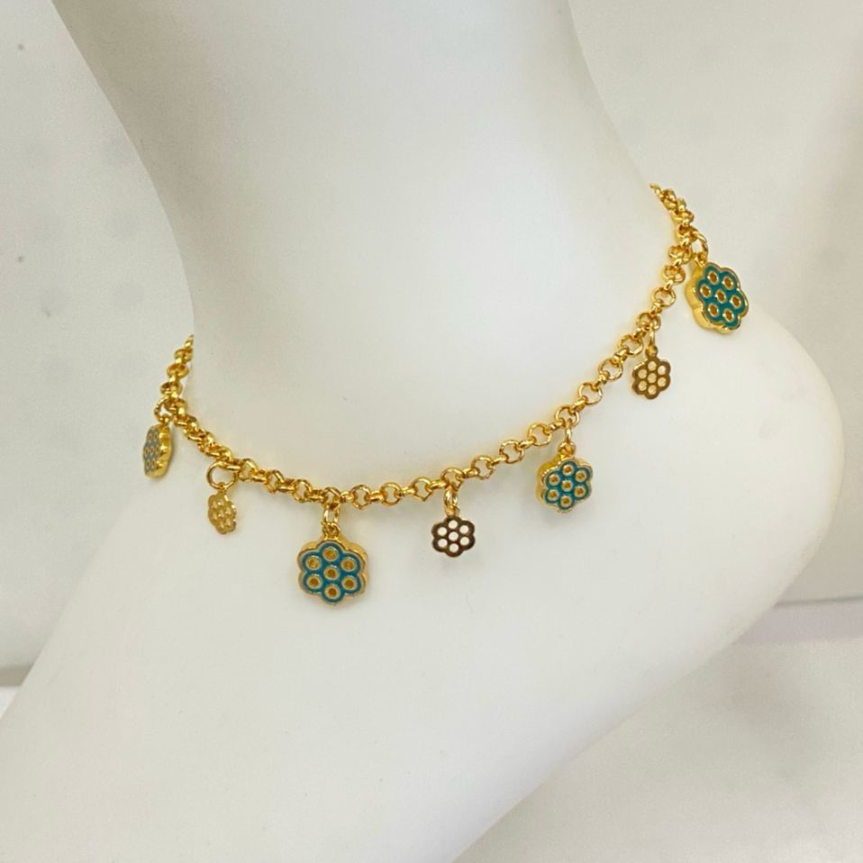 Anklet - chain Gold-green 7 eyes