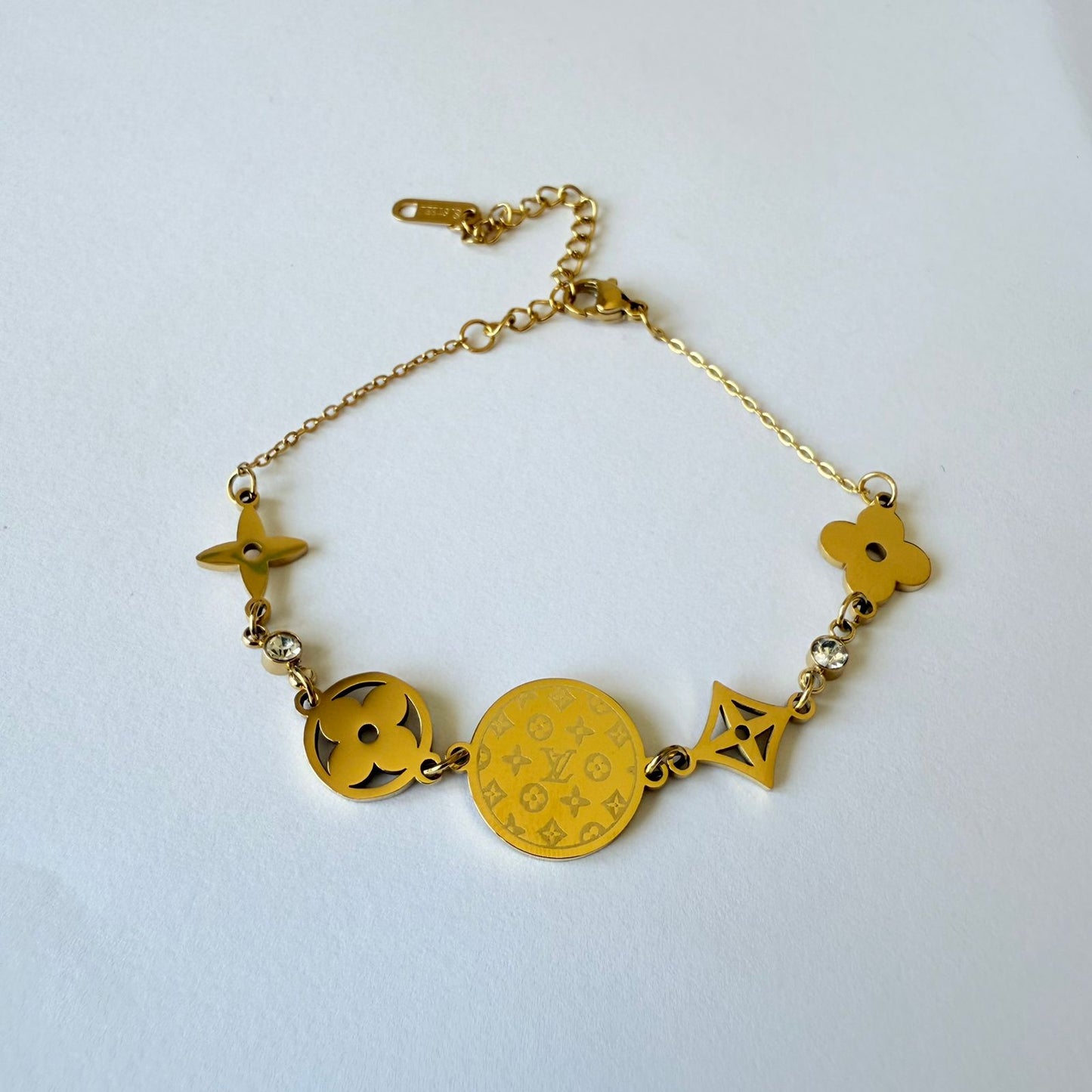 Stainless steel- bracelet Gold circle and shapes