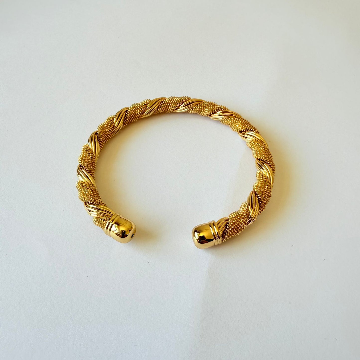 Stainless steel- Open bangle twisted two different chains