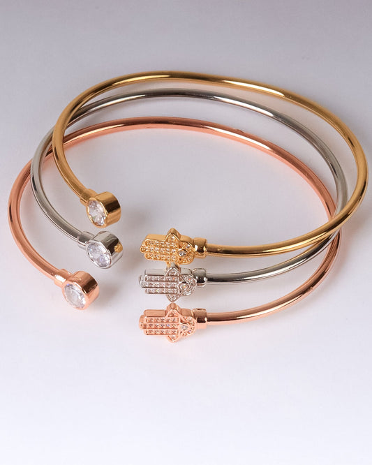 مجموعات - 3 أساور زركون ملونة على شكل كف