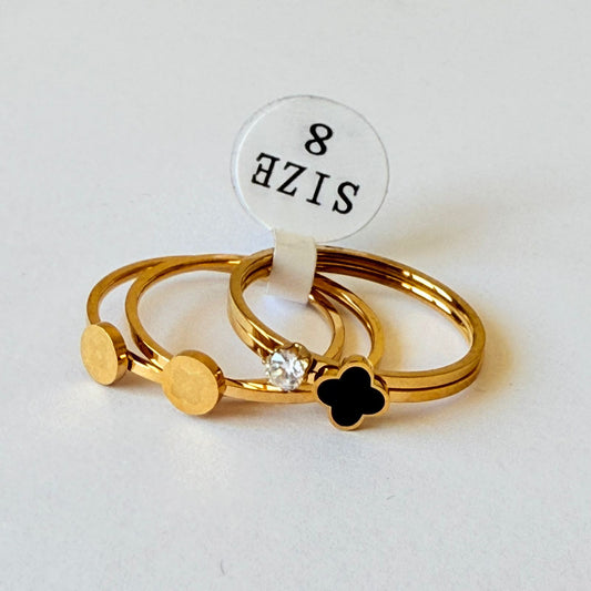 Ring size 6/7/8/9 - Gold-plated 4 thin different rings