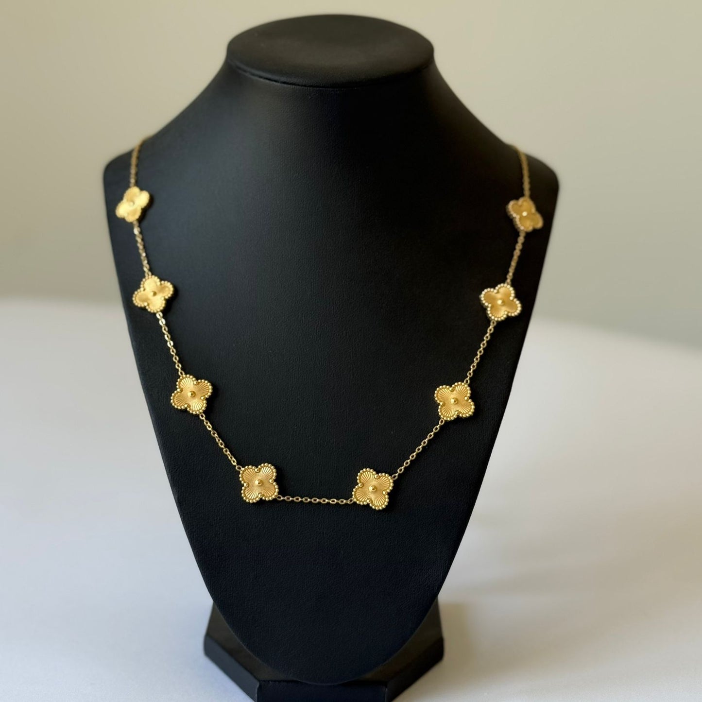 Stainless Steel- Gold 8 clover necklace