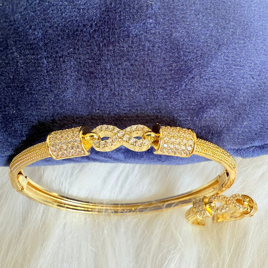 Set - 2 pieces bracelet and ring free size zircon infinity