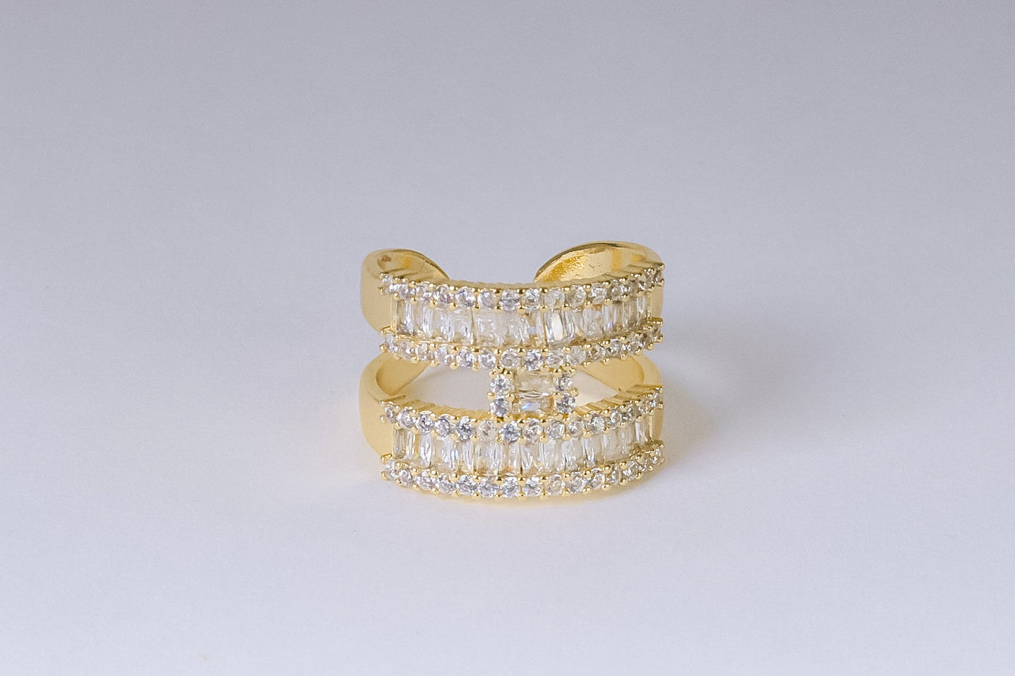 Ring - ring free size zircon white stones