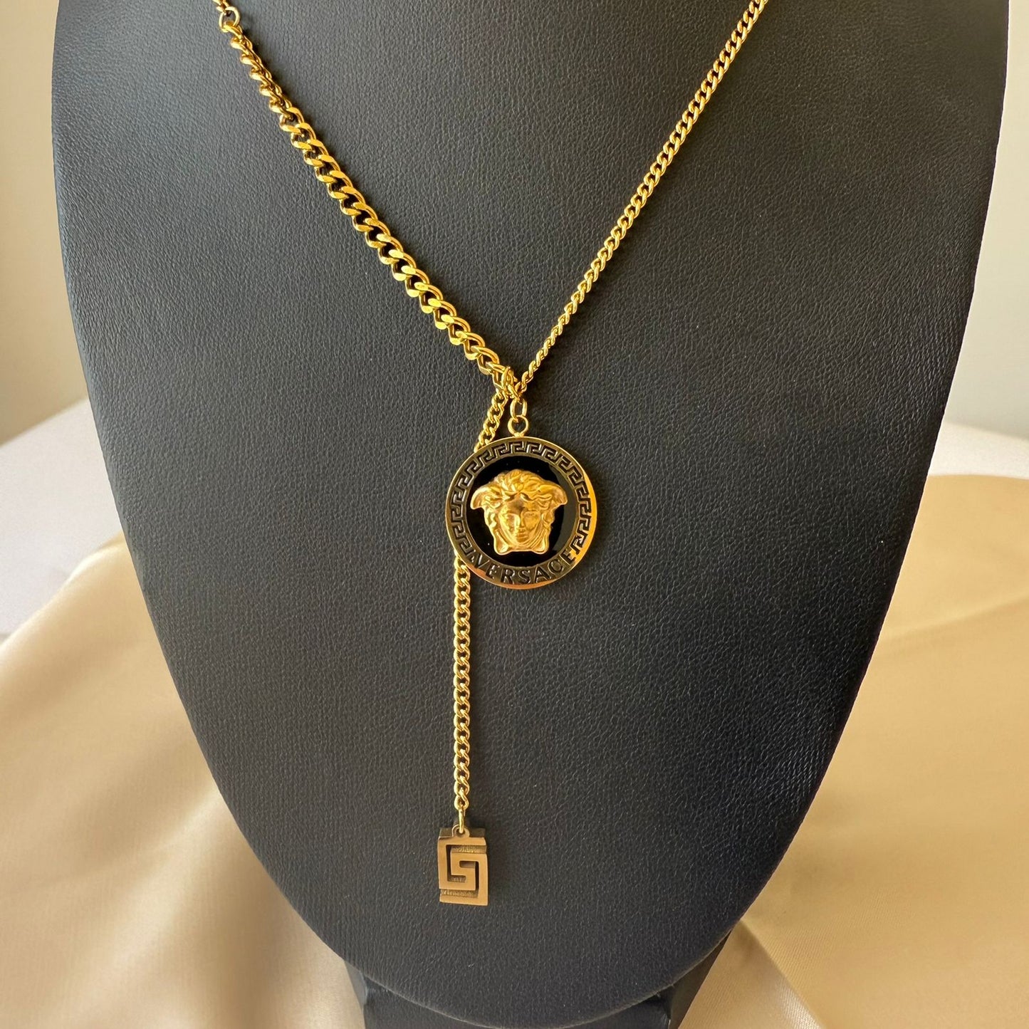 Stainless Steel- Gold necklace chain black zigzag