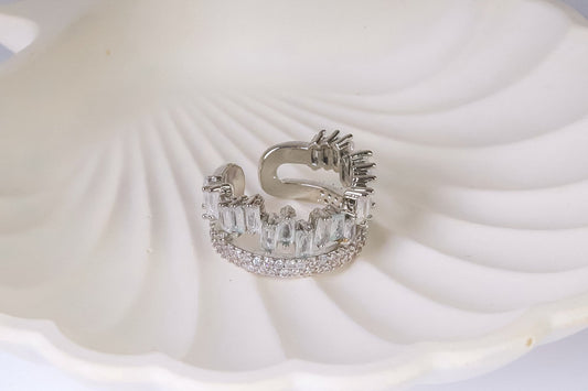 Ring - ring free size silver zircon stones