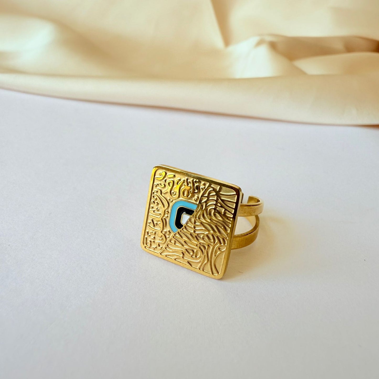 Ring - stainless steel free size gold square new shape