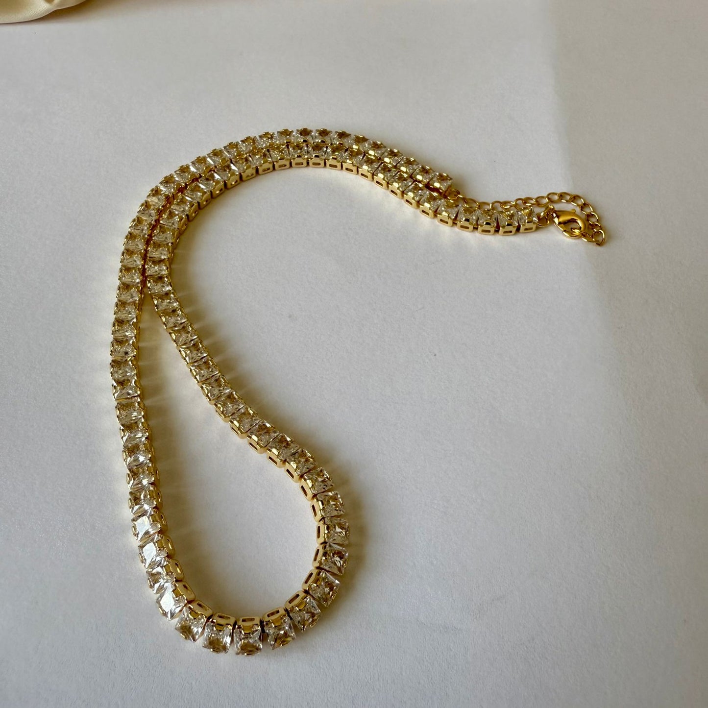 Stainless Steel- Gold necklace tennis big stones