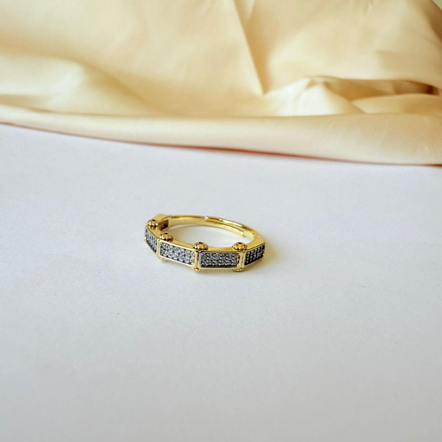 Ring - Gold-plated ring free size simple zircon