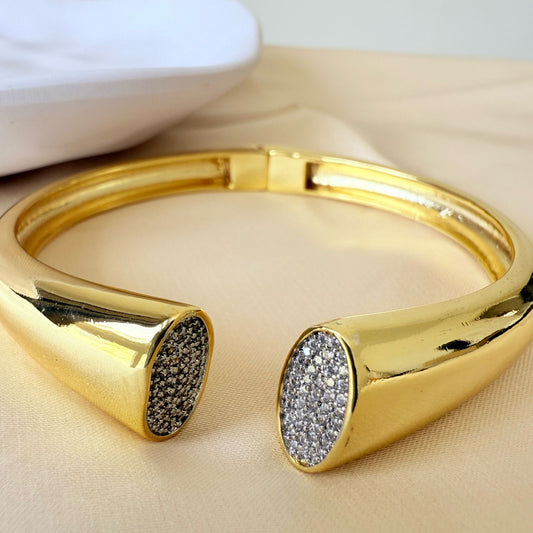 Bracelet - Gold-plated open bangle stunning zircon stones