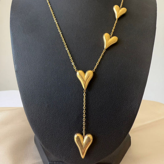 Stainless Steel- Gold necklace big hearts