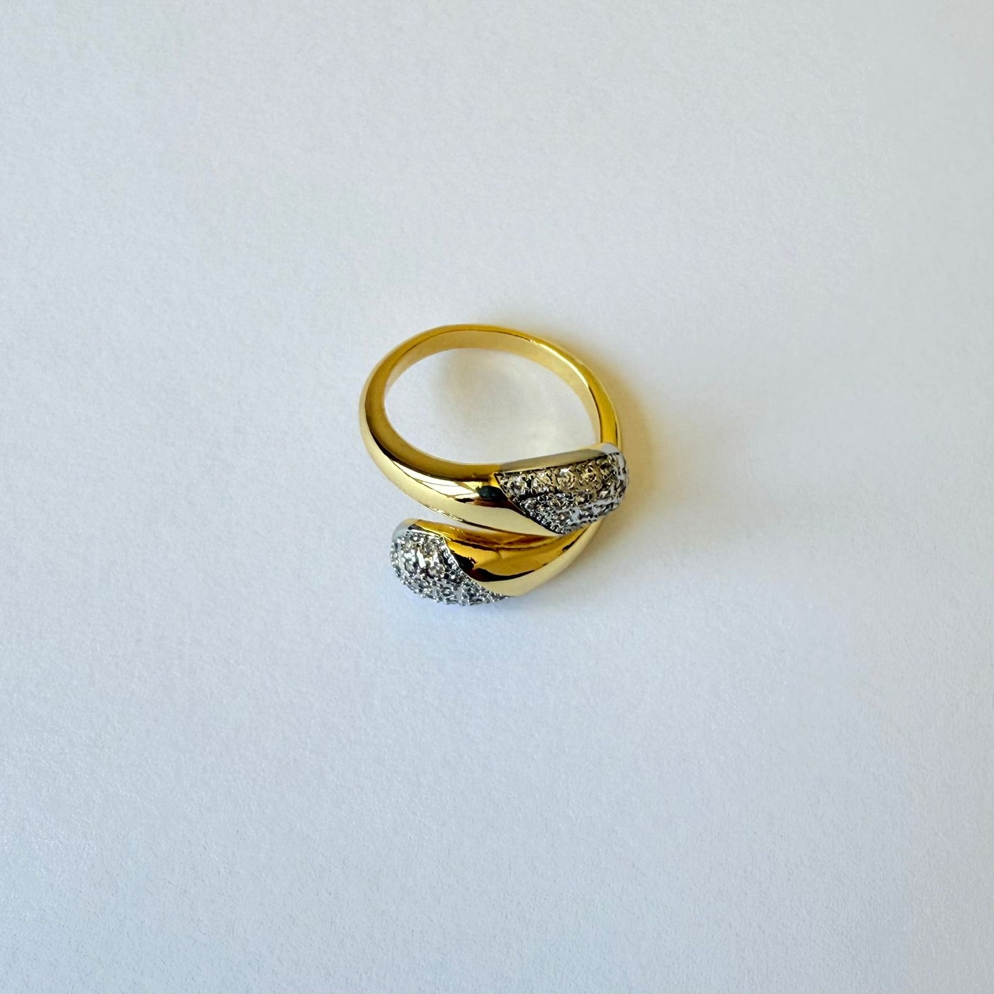 Ring - Gold-plated ring free size twisted simple zircon