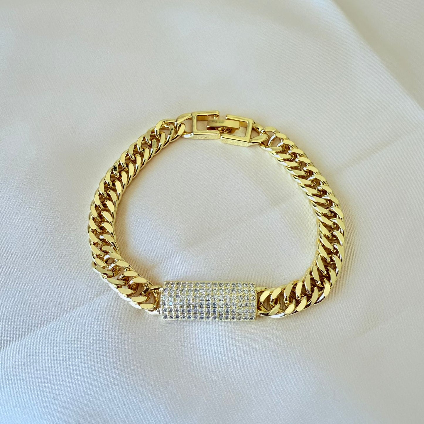 Bracelet - Gold-plated bracelet chain with zircon oblong