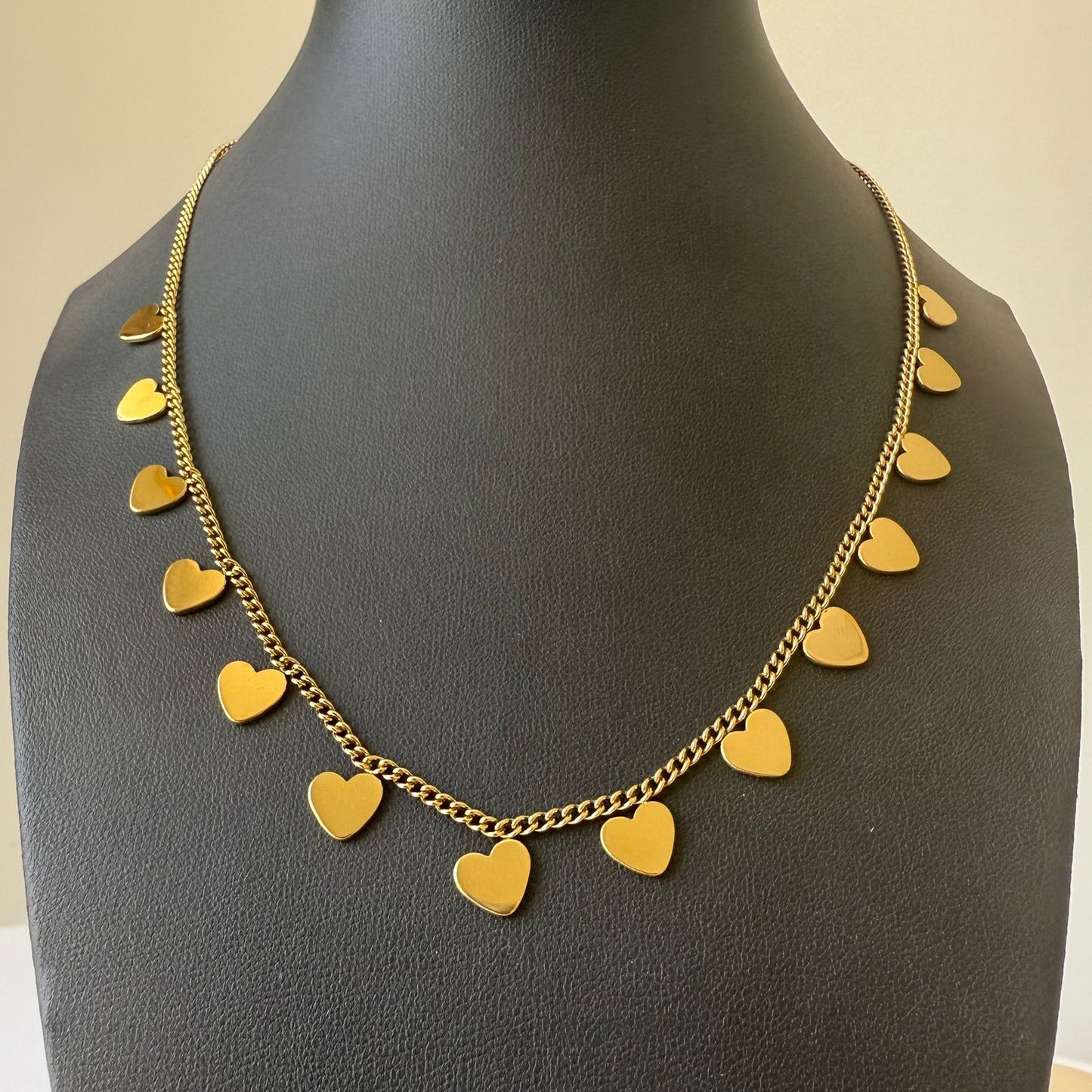 Stainless Steel- Gold necklace chain hearts