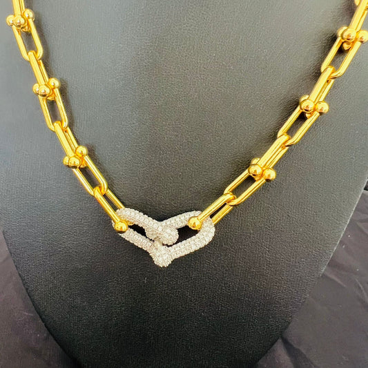 Necklace - Gold trend zircon chains