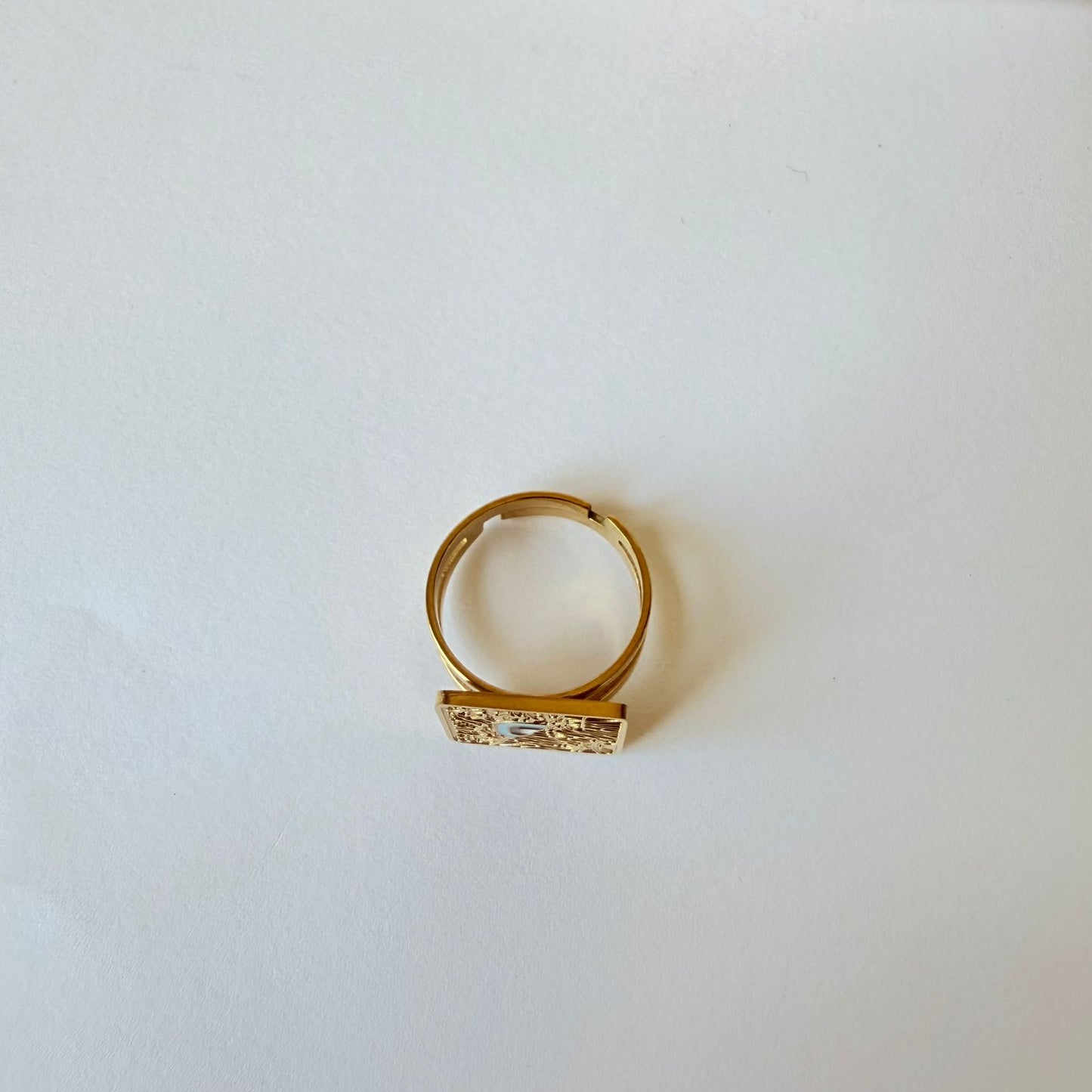 Ring - stainless steel free size gold square new shape