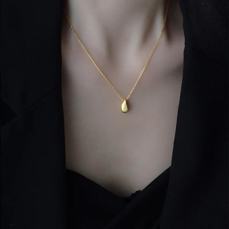 Necklace - Stainless steel oval gold