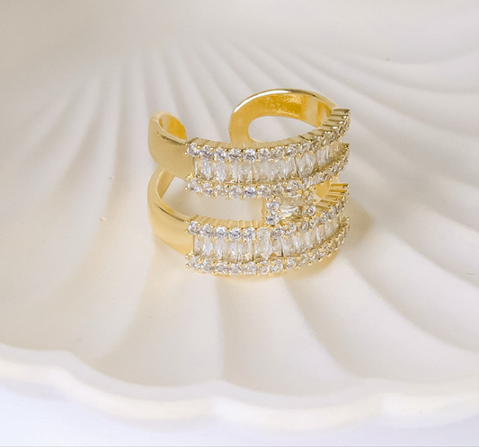 Ring - ring free size zircon white stones