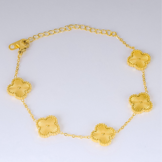 Stainless steel- bracelet gold five flowers without stones