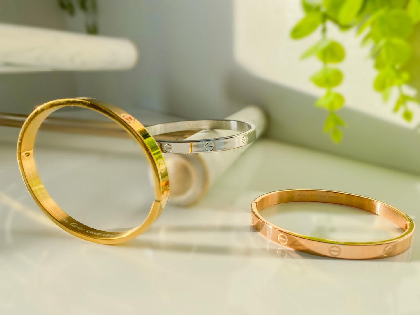 Stainless steel- 3 colors bangles small size