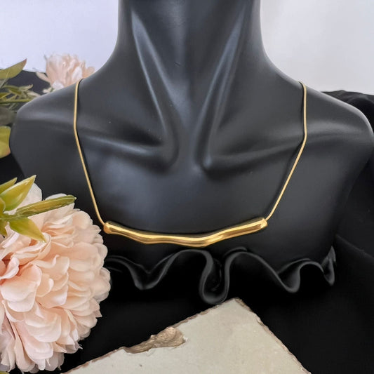 Necklace - Stainless steel simple gold line