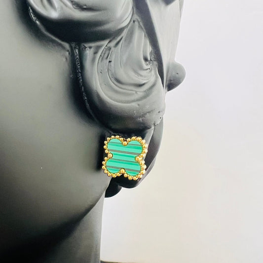 Stainless steel- earring One flower green
