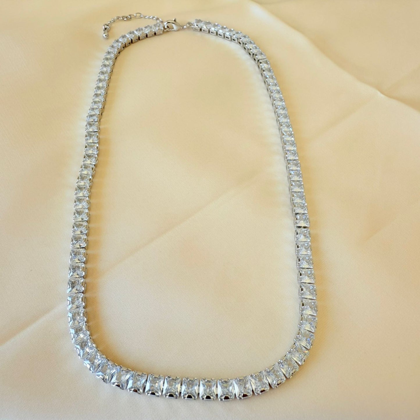 Necklace - Silver large zircon stones