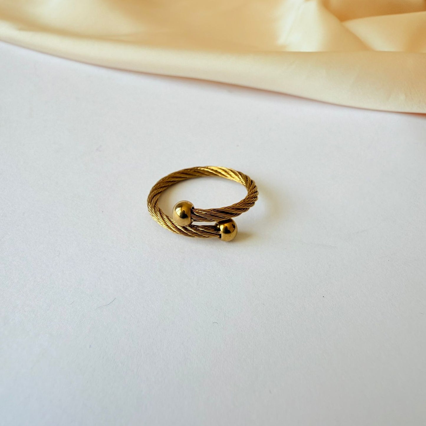 Ring - Gold-plated ring free size twisted nail