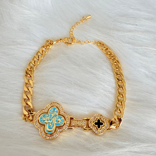 Bracelet - new shape Big turquoise clover and black small one