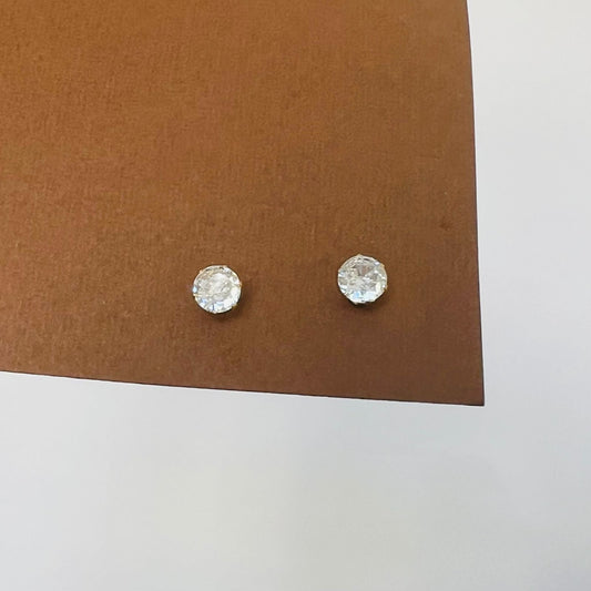 Earrings -  Stainless steel simple zircon stone