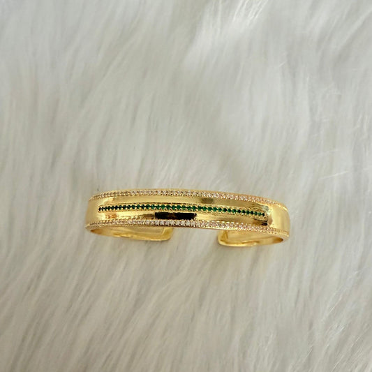 Bracelet - Simple gold bangle with green zircon stones