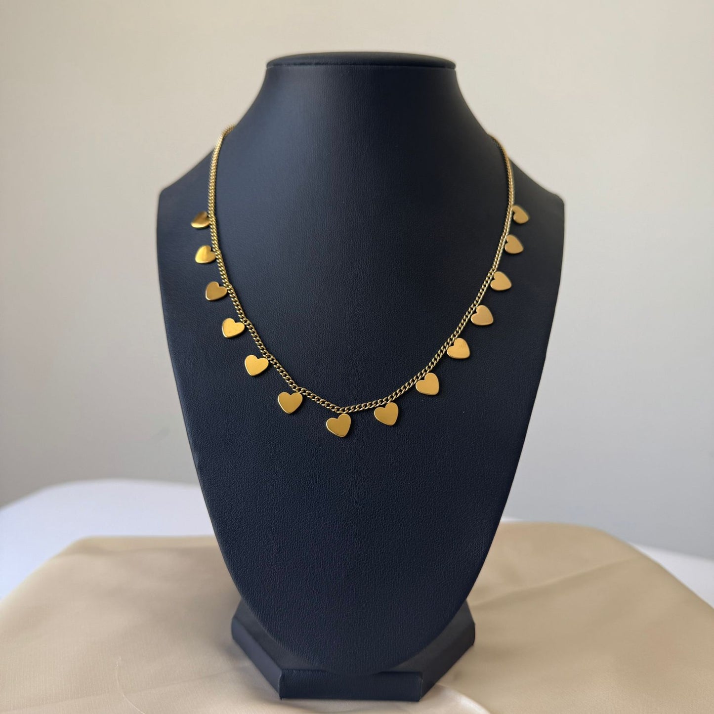 Stainless Steel- Gold necklace chain hearts