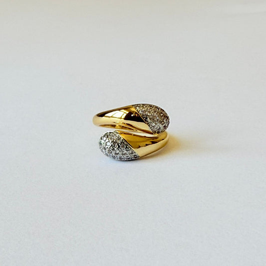 Ring - Gold-plated ring free size twisted simple zircon