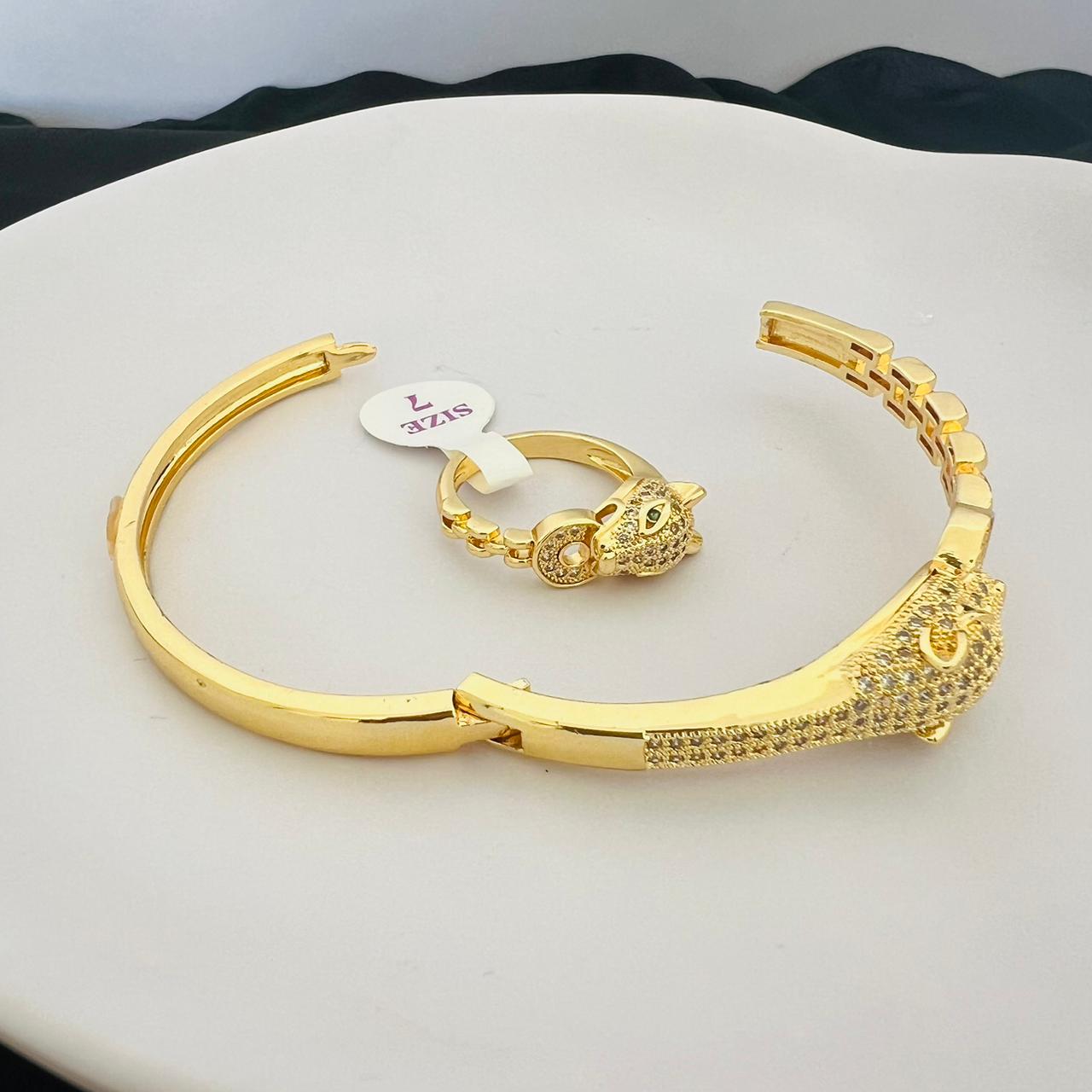Sets - 2 pieces bracelet and ring snake zircon stones