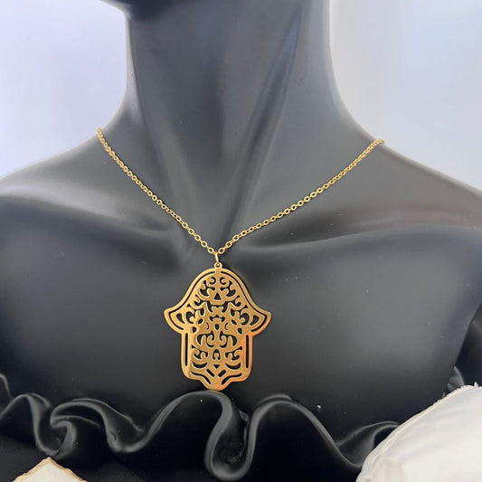 Necklace - Stainless steel big palm shape