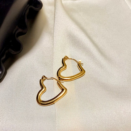 Stainless steel - Earrings gold big heart