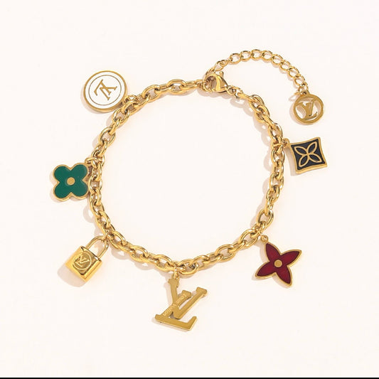 Stainless steel- Gold letters colours Bracelet