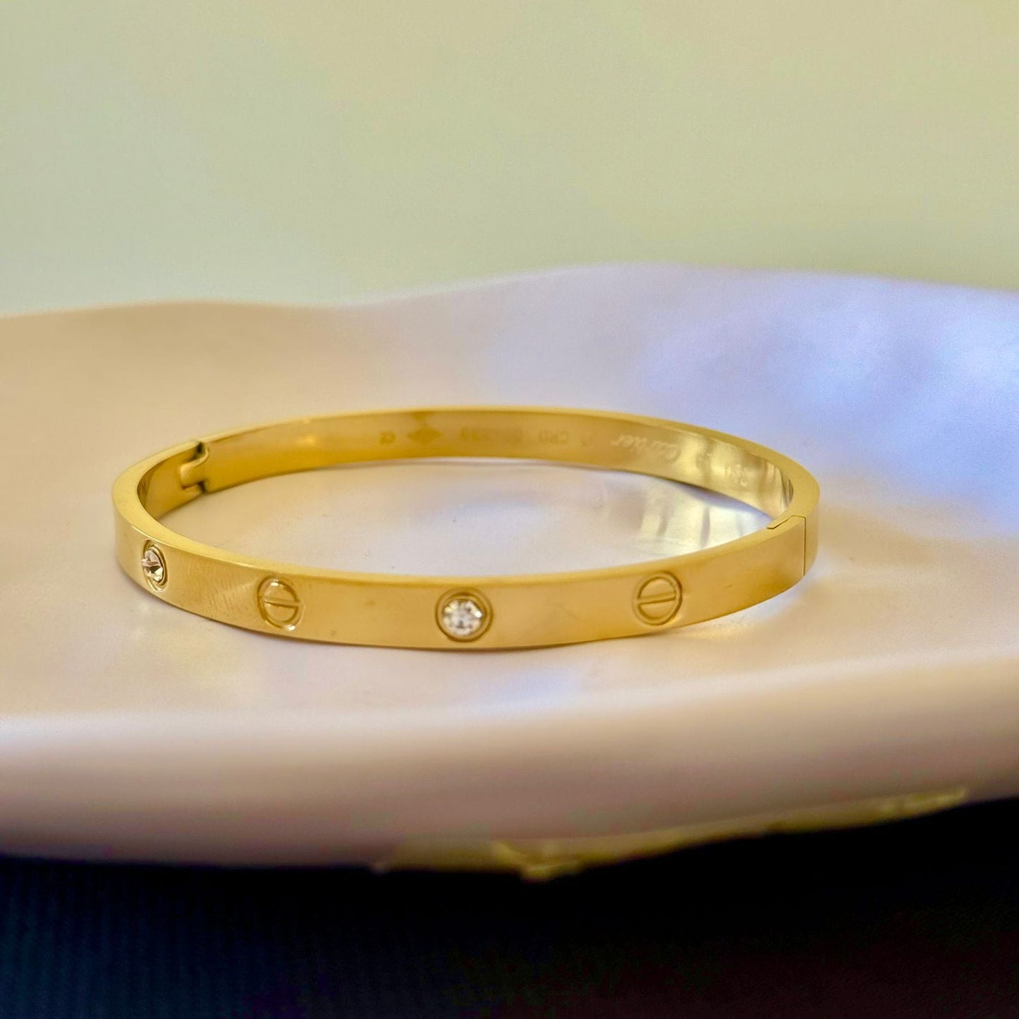 Stainless steel- simple bracelet with stones