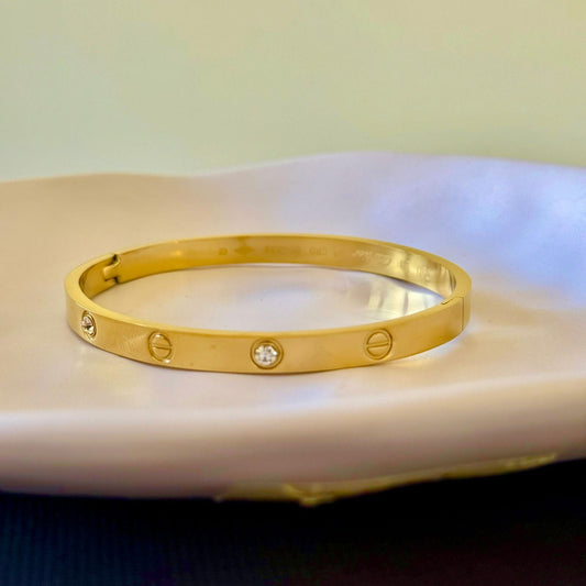 Stainless steel- simple bracelet with stones