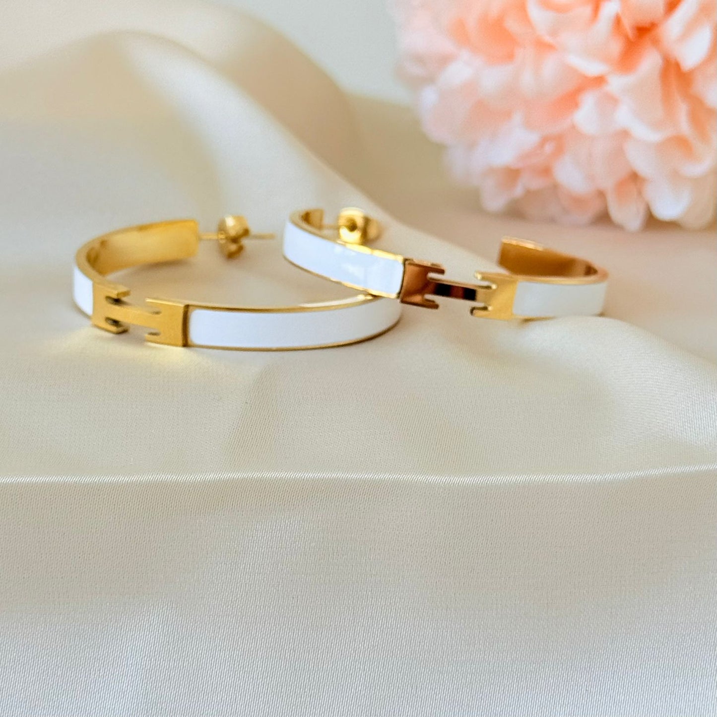 Stainless steel - Earrings open circle white