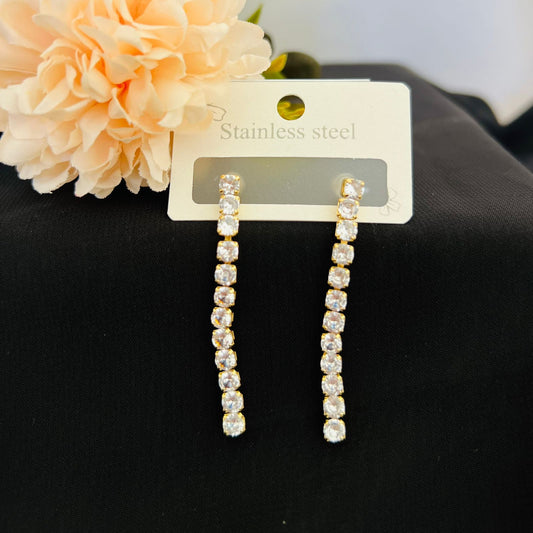 Stainless steel - Earrings long zircon stones