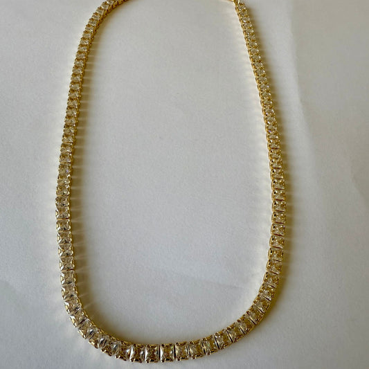 Stainless Steel- Gold necklace tennis big stones