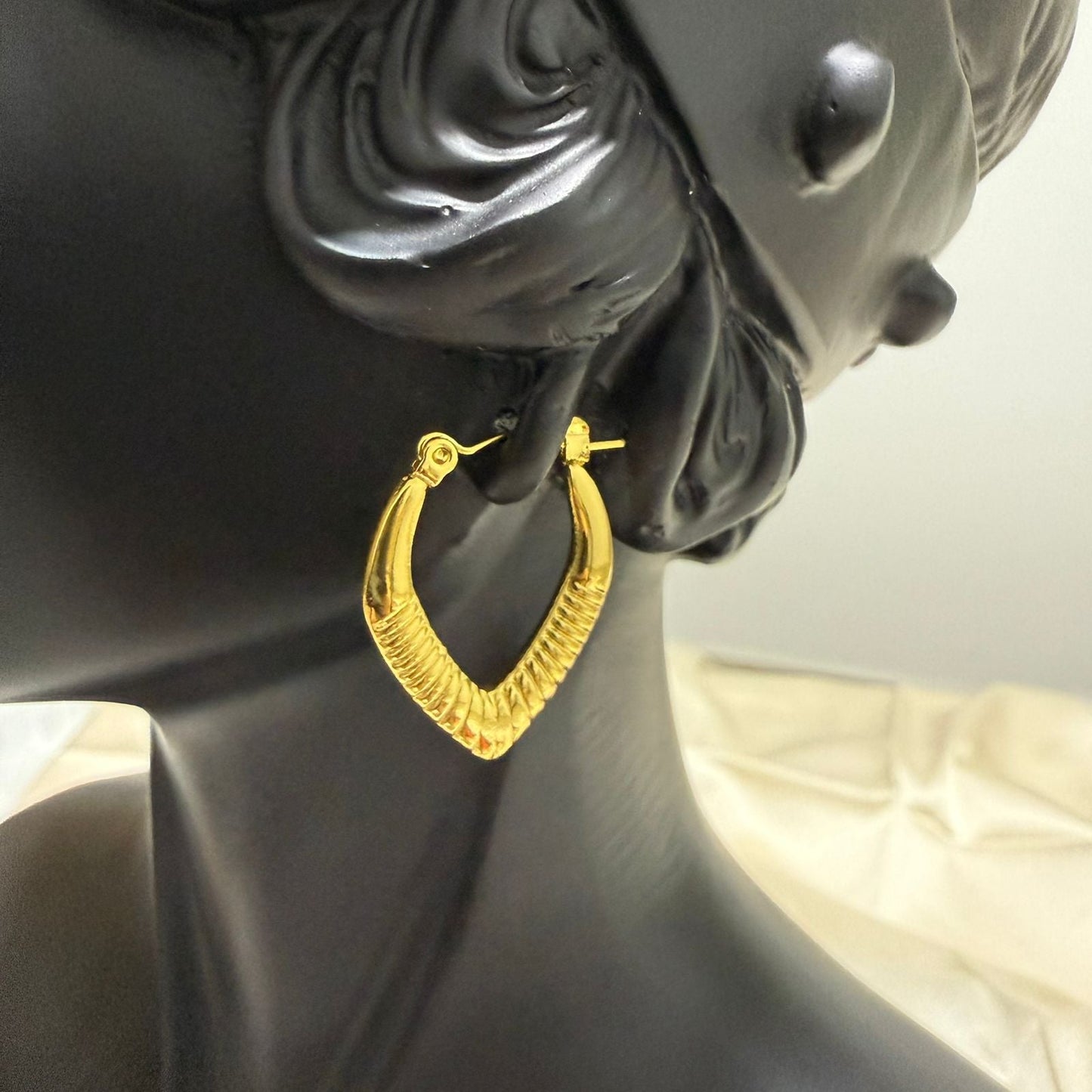 Stainless steel - Earrings gold oval