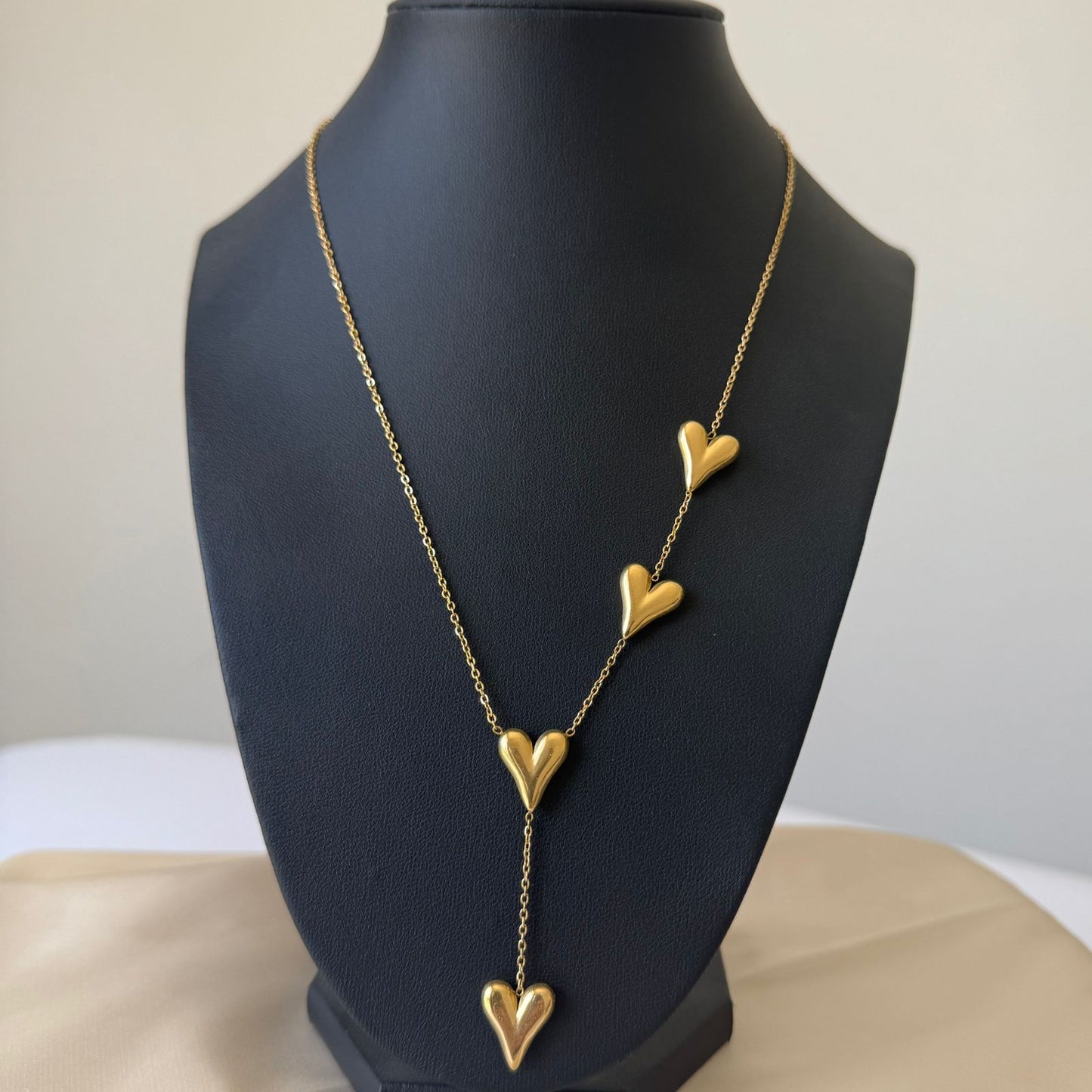 Stainless Steel- Gold necklace big hearts