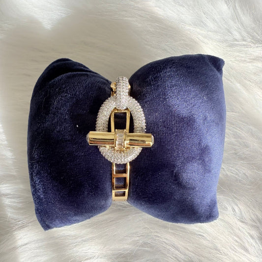 Bracelet - new shape gold bangle with big zircon stones