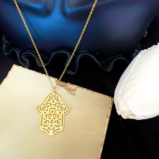 Necklace - Stainless steel big palm shape
